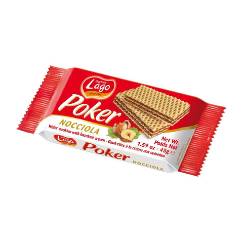 Lago Poker Hazelnut Cream Wafers 45g (Pack of 20)