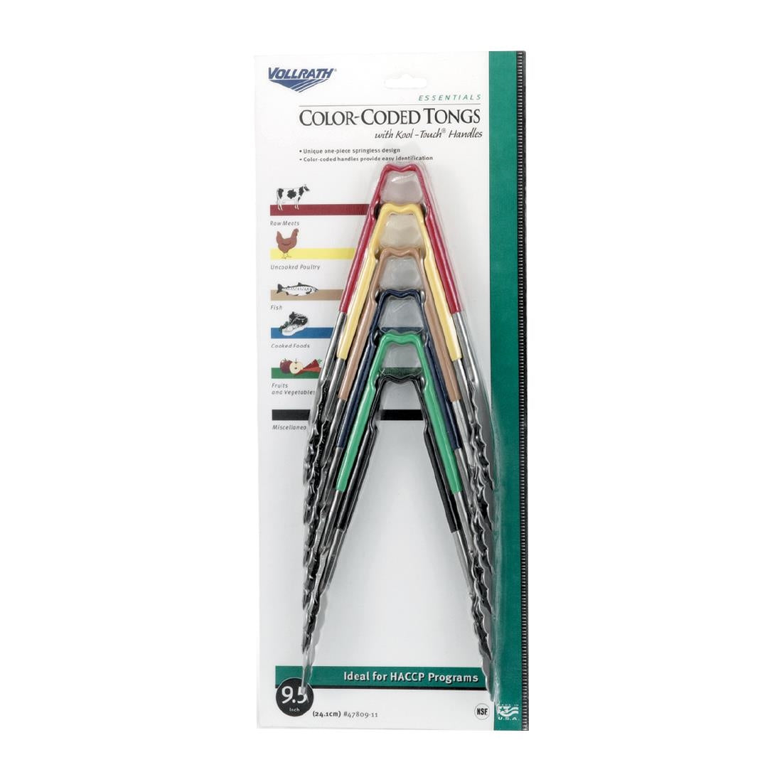 Vollrath Multi-coloured Utility Tongs Set 9.5"