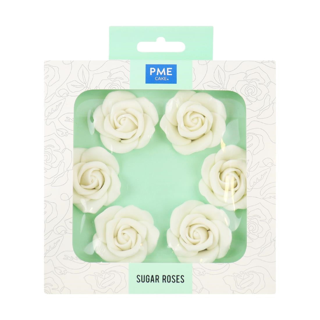 PME White Sugar Roses 45mm (Pack of 6)