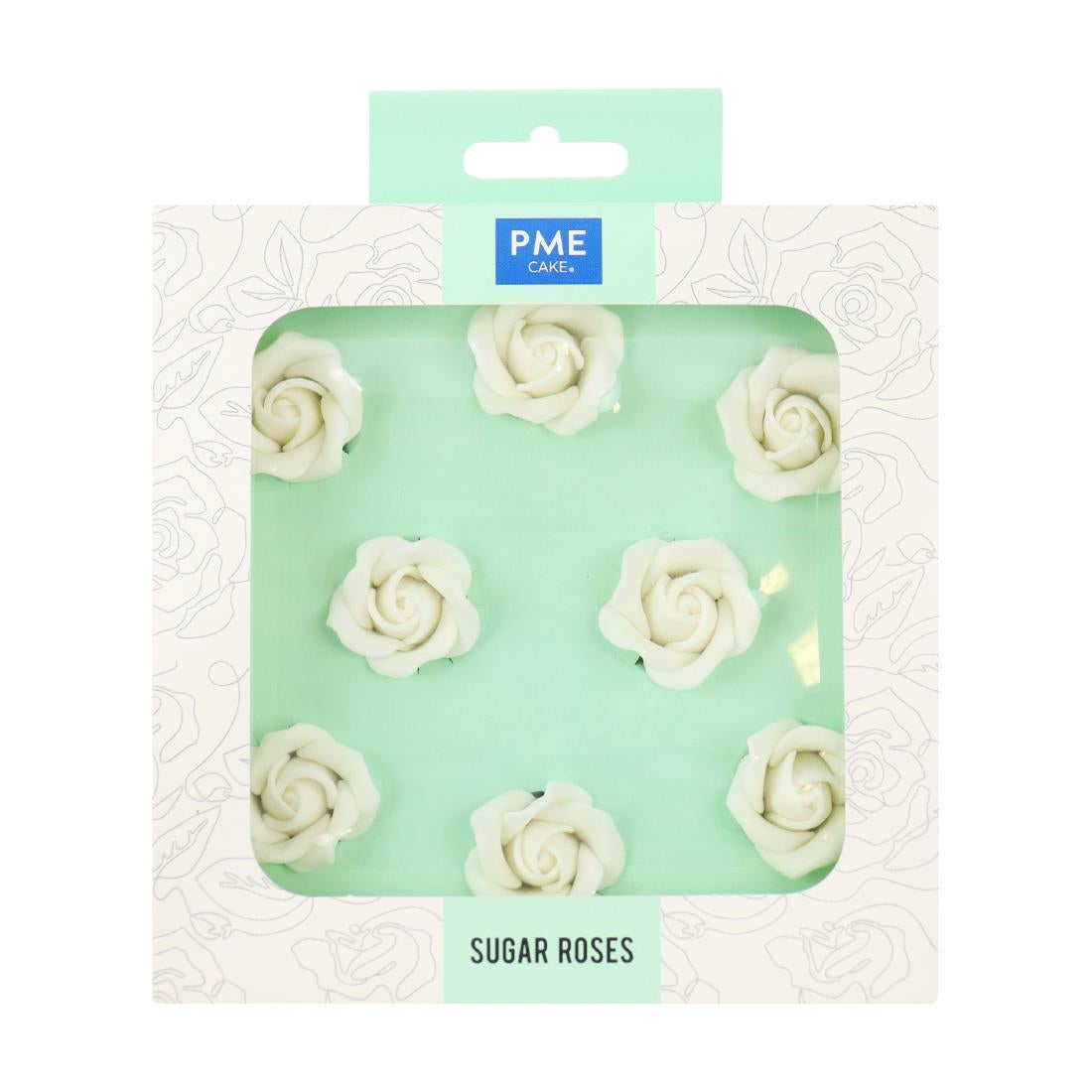 PME White Sugar Roses 32mm (Pack of 8)