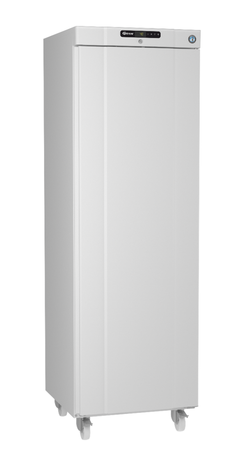 white upright fridge