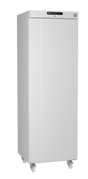 white upright fridge