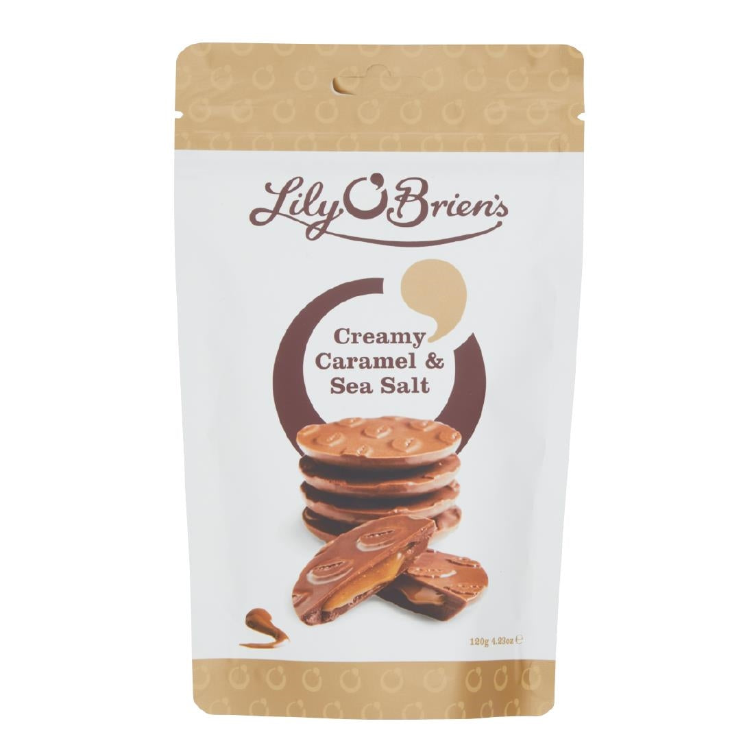 Lily O'Brien's Creamy Caramel & Sea Salt Share Bag 100g (Case of 7 Bags)