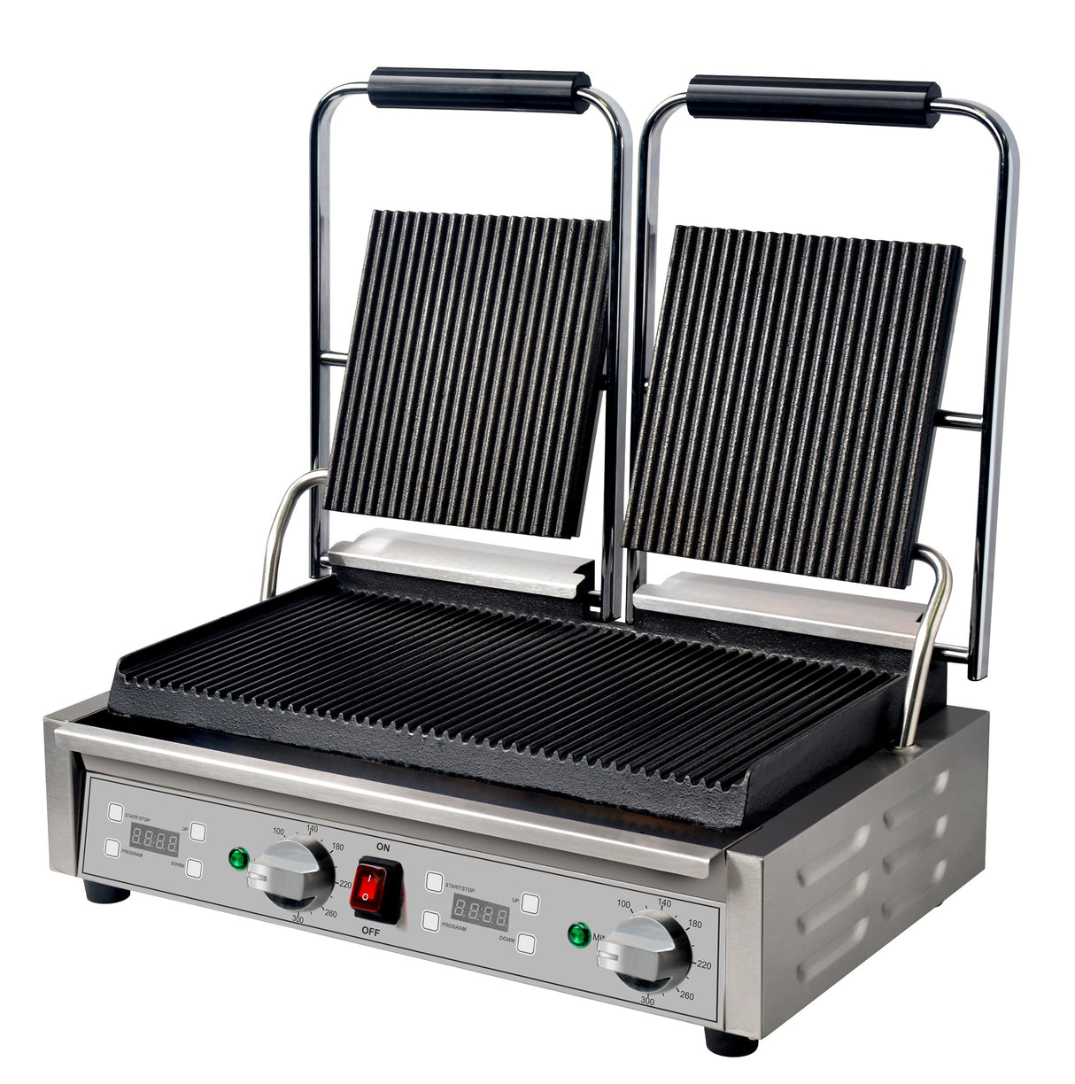 Mercury Double Countertop Ribbed Grill with Digital Timer