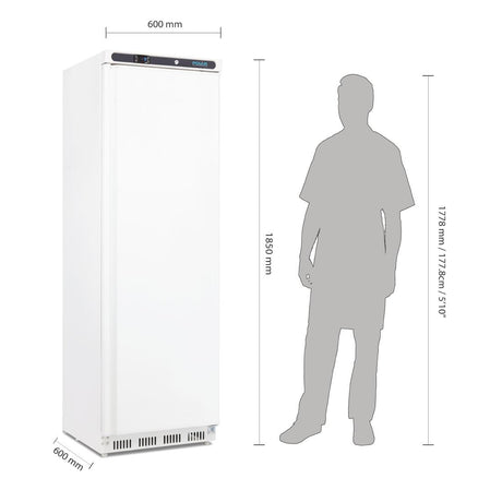 white upright freezer