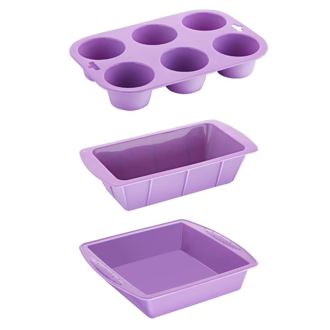 Hygiplas Flexible Silicone Baking Set Purple (Pack of 3)