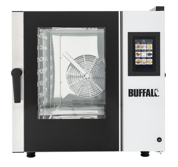 Buffalo Freestanding Smart Touchscreen Combi Oven 7x GN 1/1 with Installation Kit & Extraction Hood
