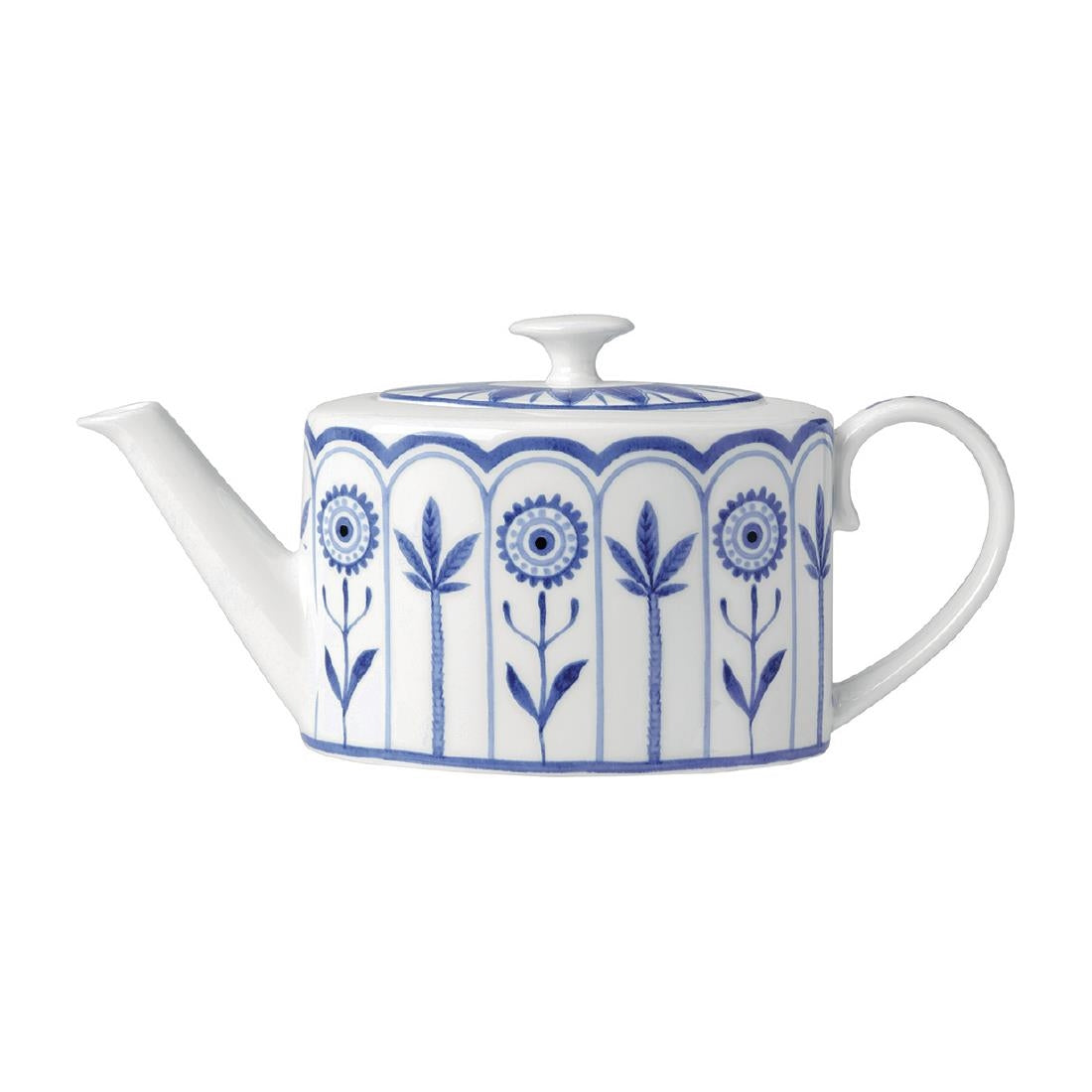 William Edwards Sultan's Garden Blue 2 Cups Oval Teapot Coupe 550ml (6 Pack)