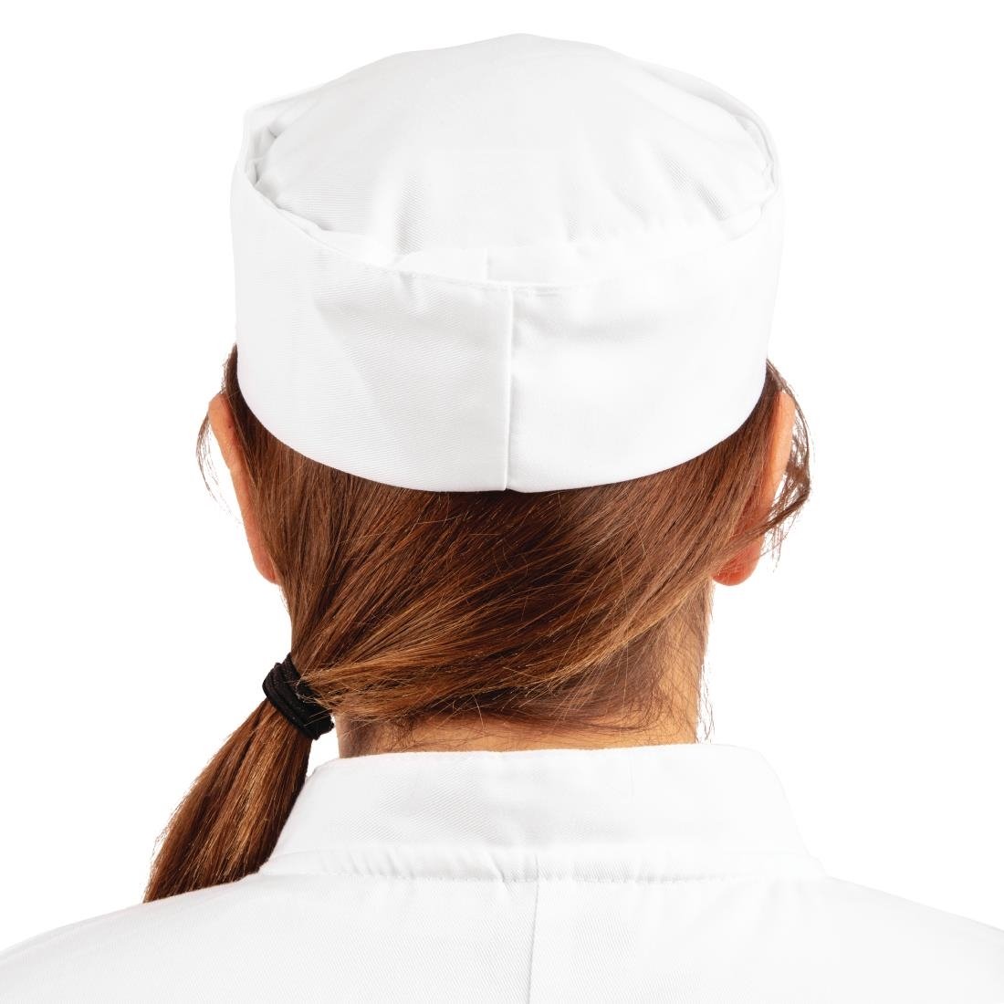 Whites Chefs Unisex Skull Cap Polycotton White - L