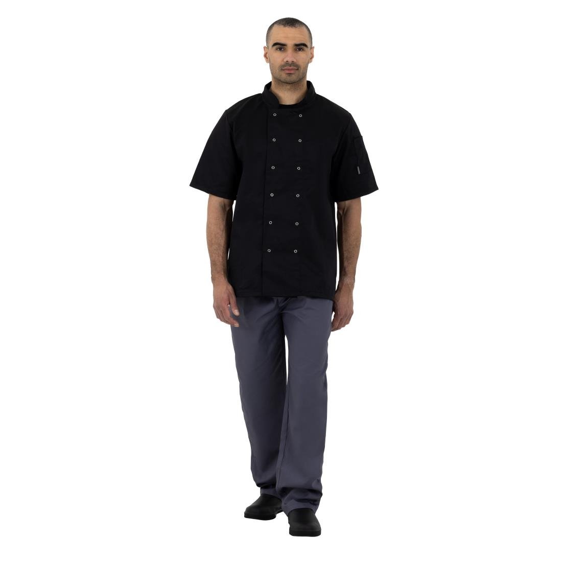 Whites Vegas Unisex Chef Jacket Short Sleeve Black 4XL