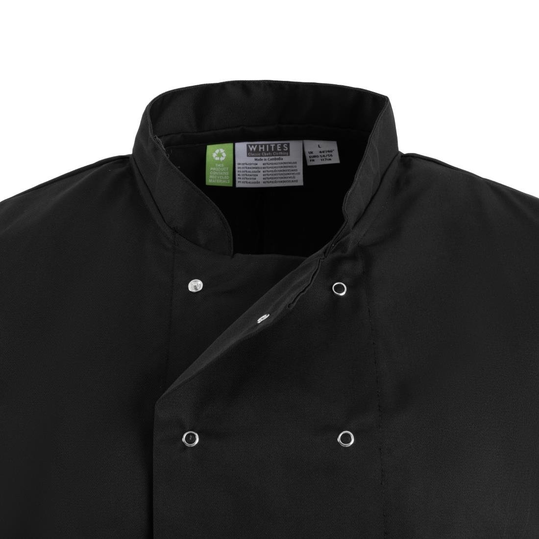 Whites Vegas Unisex Chef Jacket Short Sleeve Black L