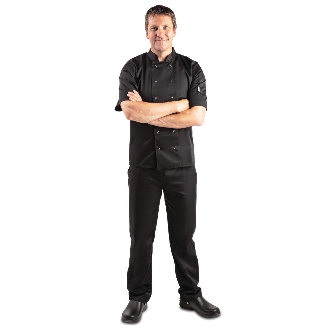 Whites Vegas Unisex Chef Jacket Short Sleeve Black 4XL
