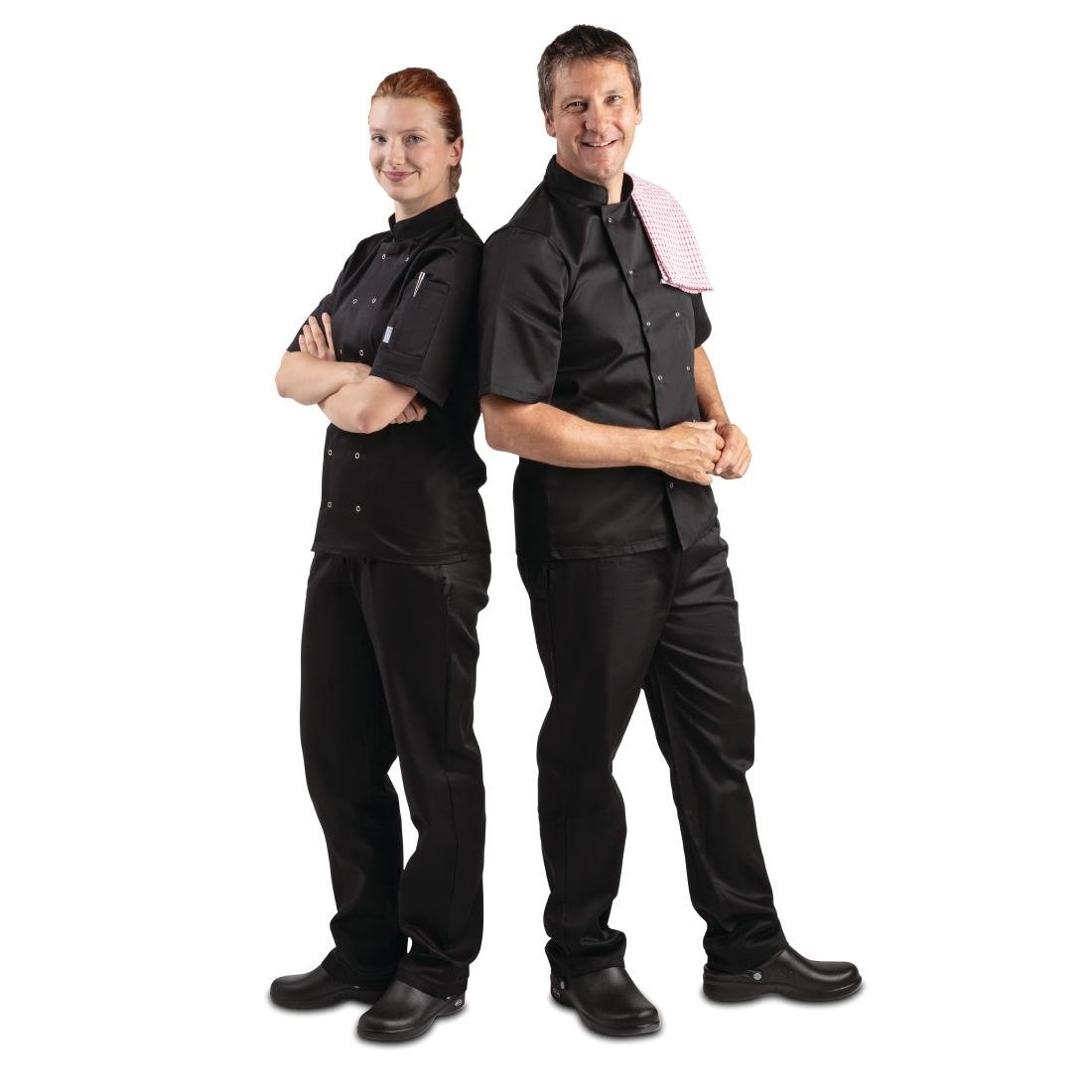 Whites Vegas Unisex Chef Jacket Short Sleeve Black 4XL