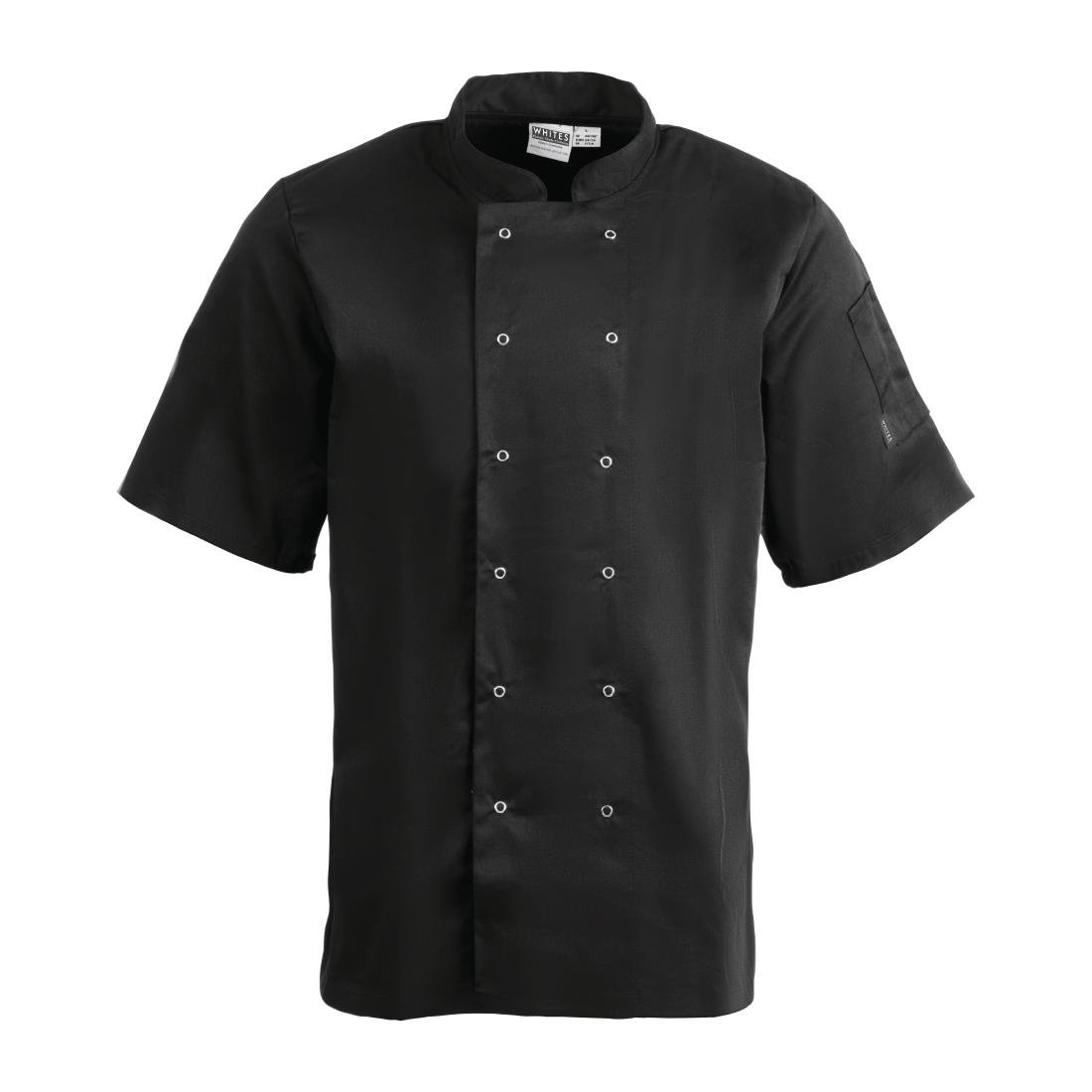 Whites Vegas Unisex Chefs Jacket Short Sleeve Black XXL