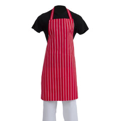 Whites Butchers Stripe Bib Apron Red/White
