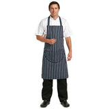 Whites Butchers Stripe Bib Apron with Pocket Blue/White