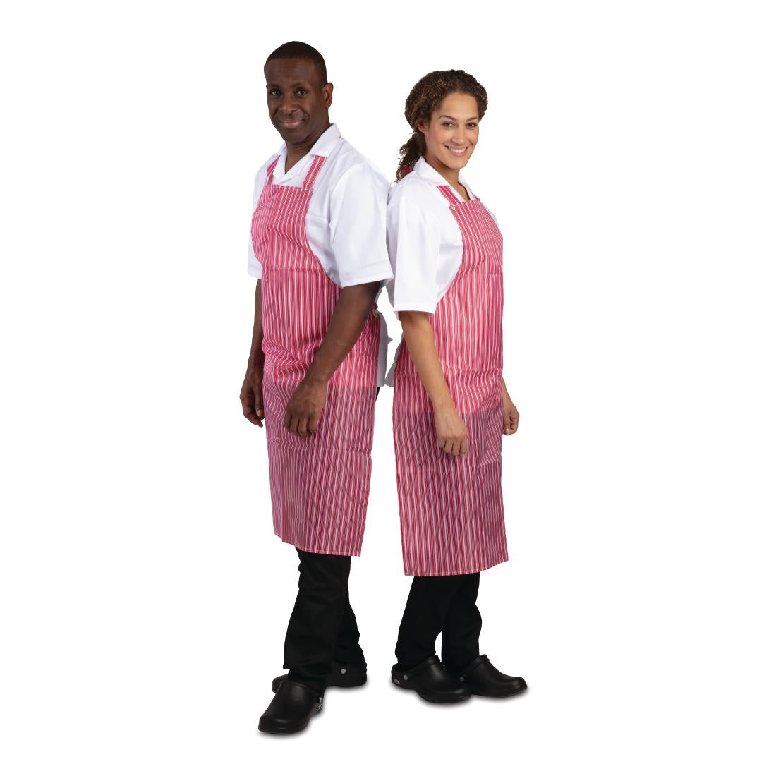 Whites Water Resistant Bib Apron Red And White Stripe