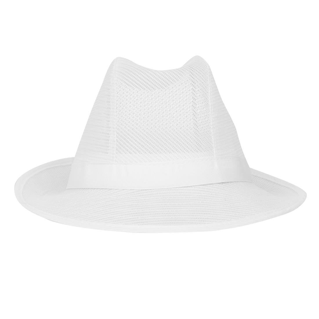 Trilby Hat with Net Snood White S