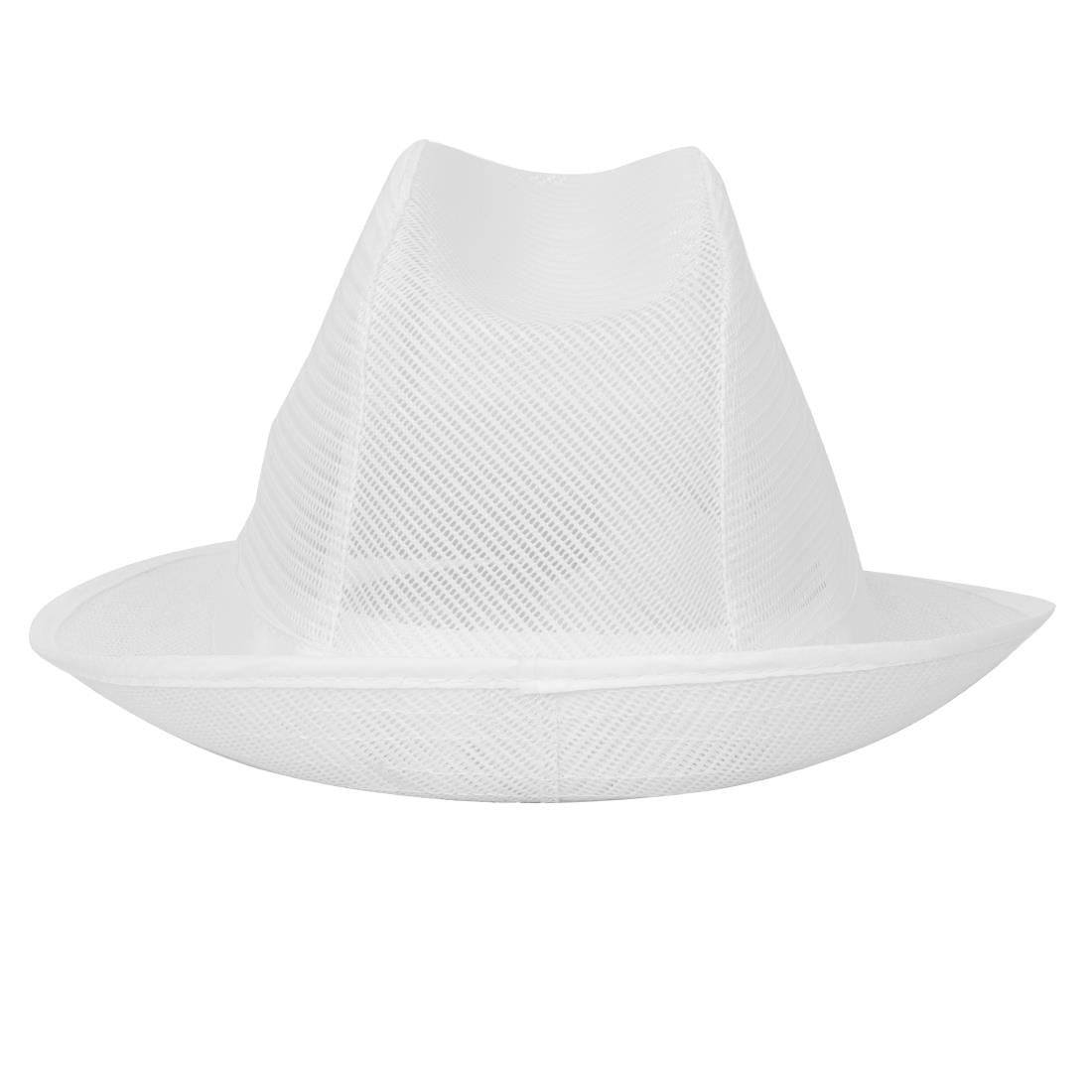 Trilby Hat with Net Snood White M