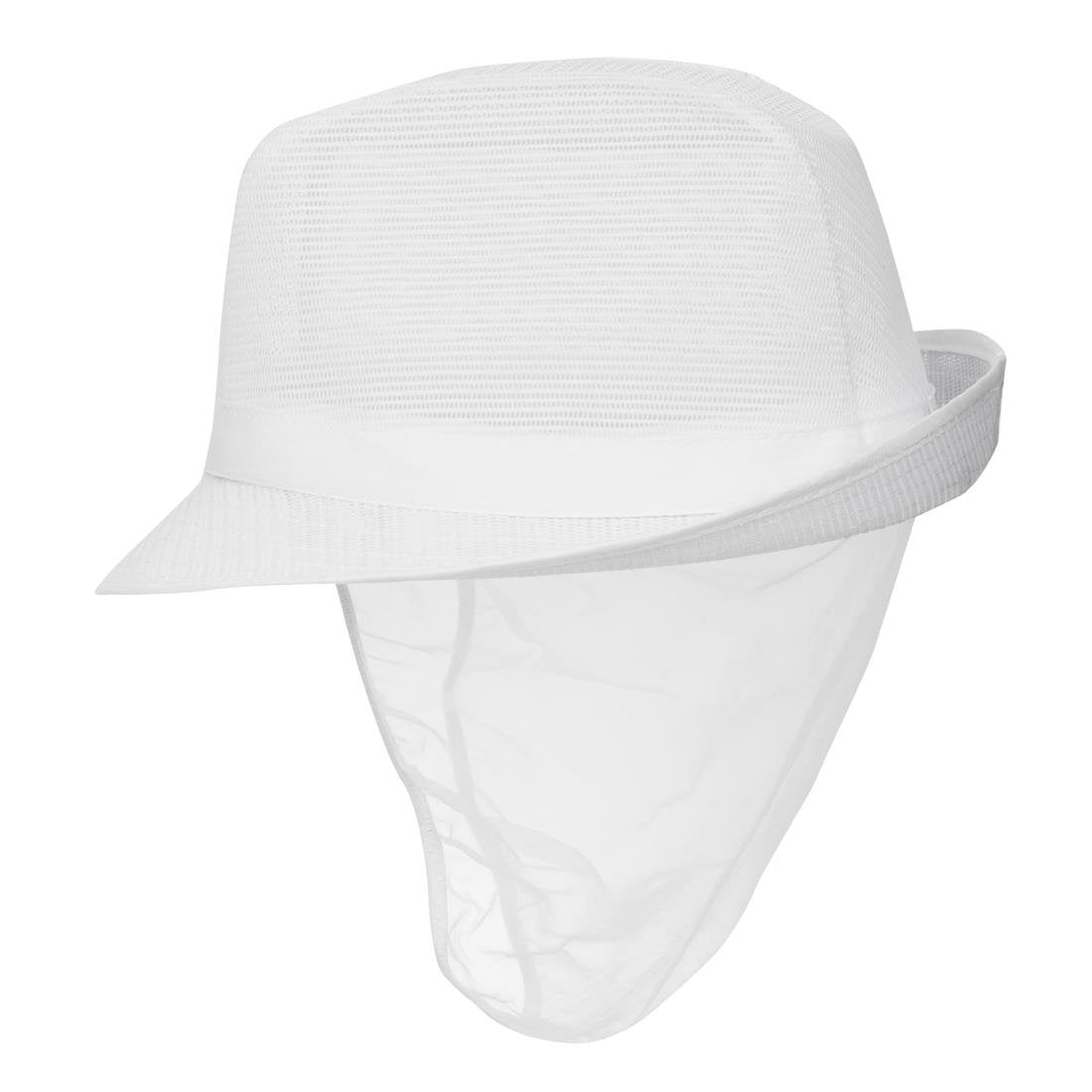 Trilby Hat with Net Snood White S