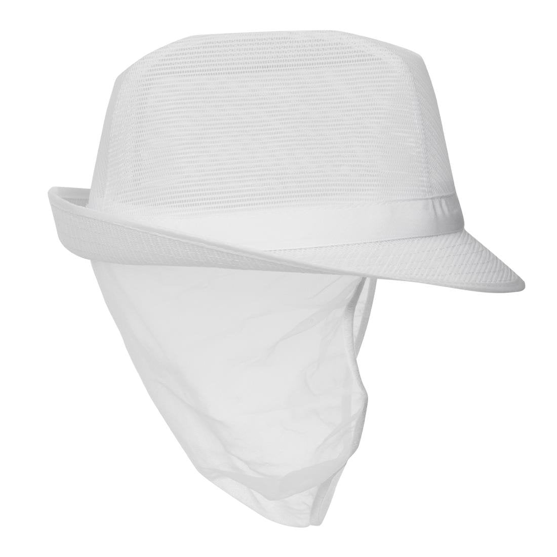 Trilby Hat with Net Snood White S