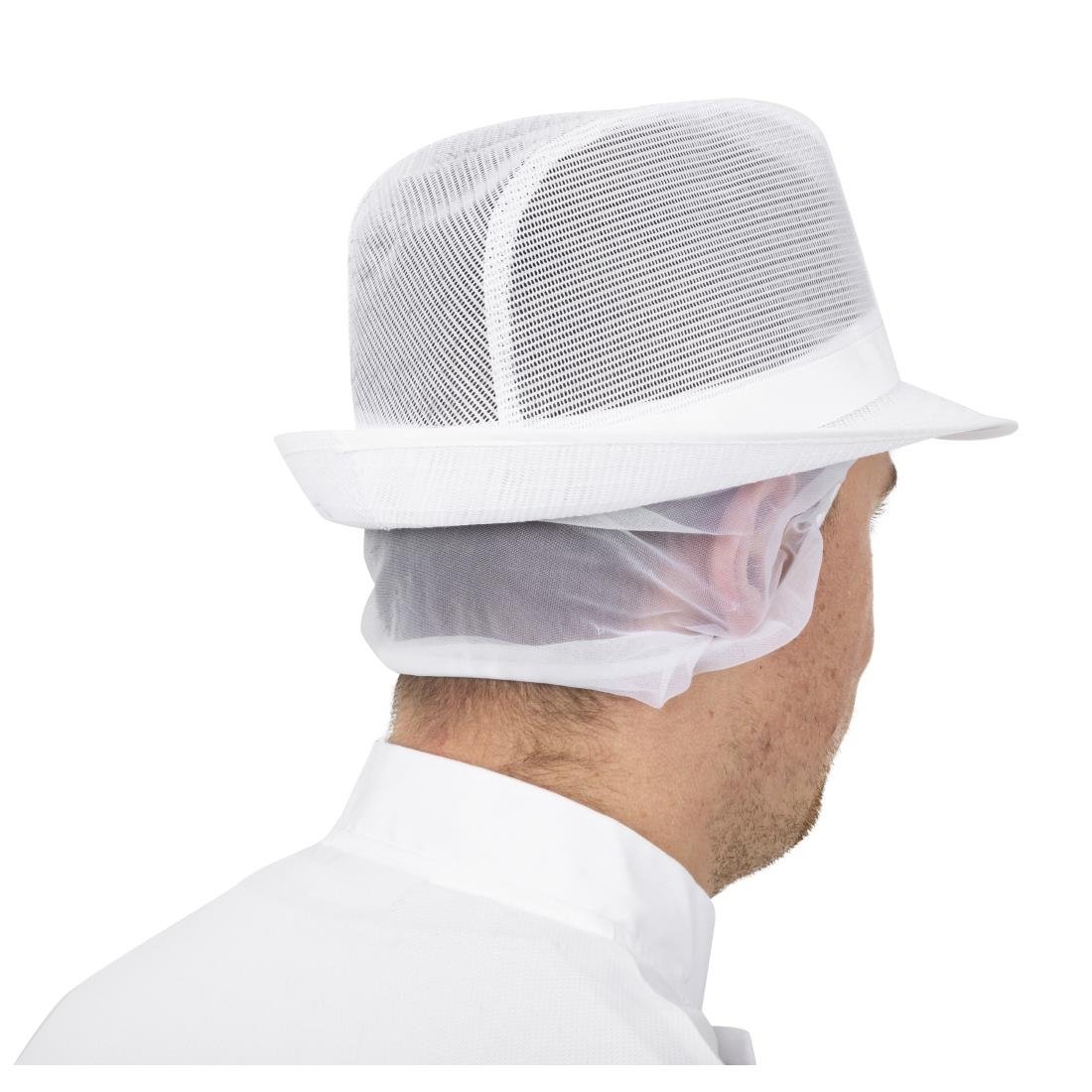 Trilby Hat with Net Snood White S