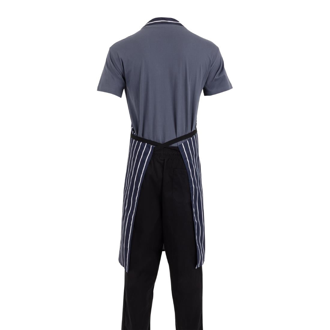 Whites XL Butchers Stripe Bib Apron Blue/White