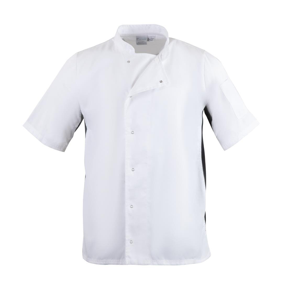 Whites Nevada Unisex Chefs Jacket Short Sleeve Black & White 2XL