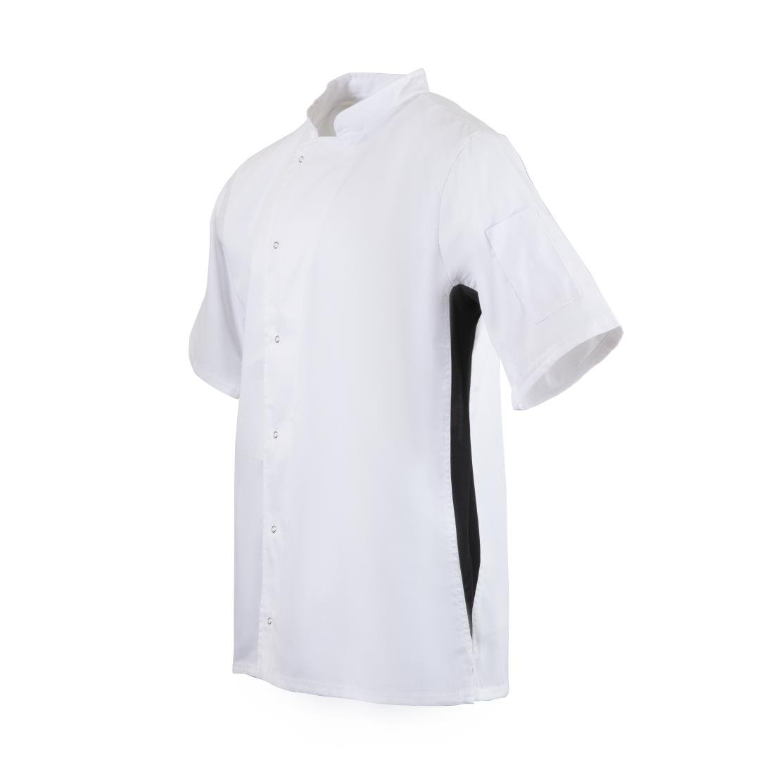 Whites Nevada Unisex Chefs Jacket Short Sleeve Black & White 2XL