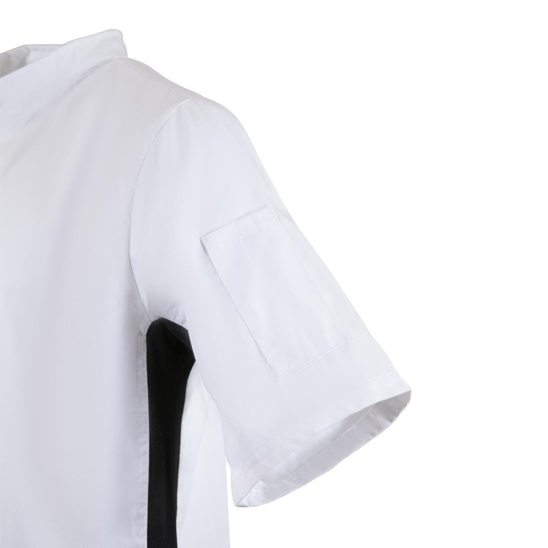 Whites Nevada Unisex Chefs Jacket Short Sleeve Black & White 2XL