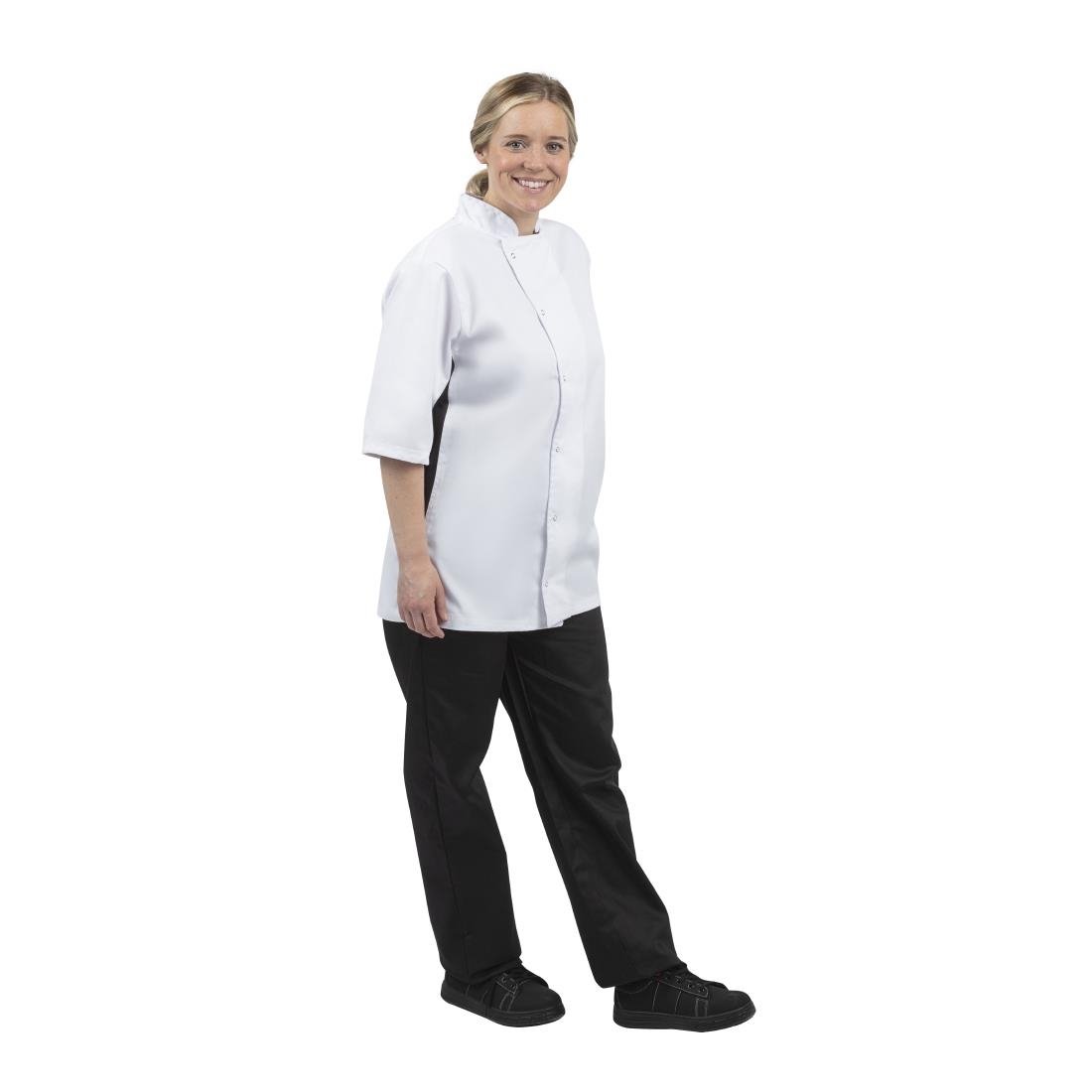 Whites Nevada Unisex Chefs Jacket Short Sleeve Black & White 2XL