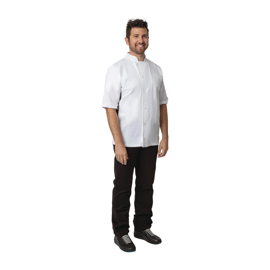 Whites Nevada Unisex Chefs Jacket Short Sleeve Black & White 2XL