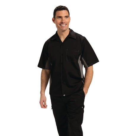 Chef Works Unisex Contrast Shirt Black & Grey M