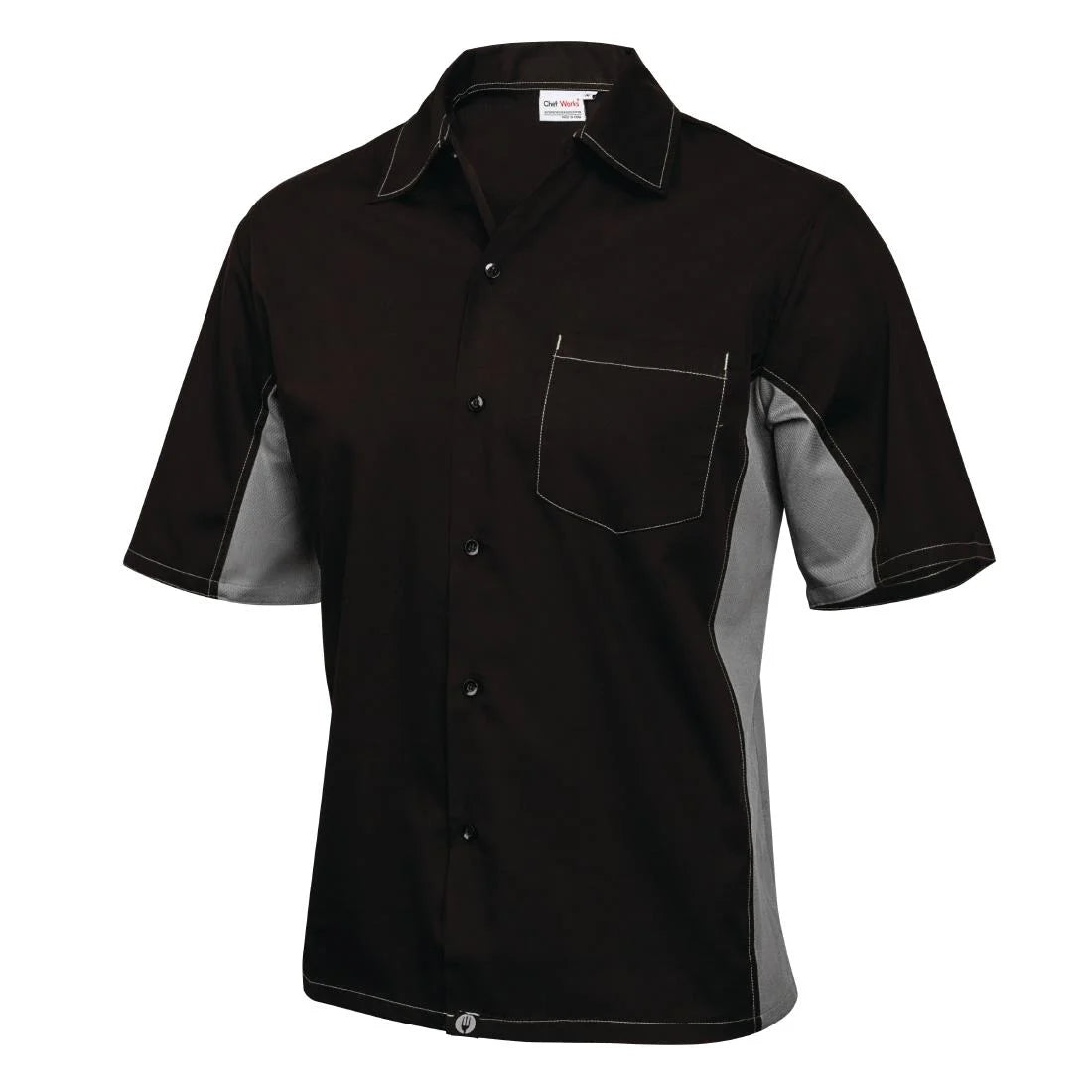 Chef Works Unisex Contrast Shirt Black & Grey XS