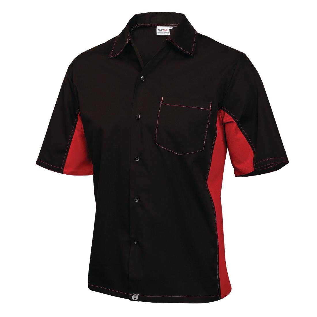 Chef Works Unisex Contrast Shirt Black & Red XL