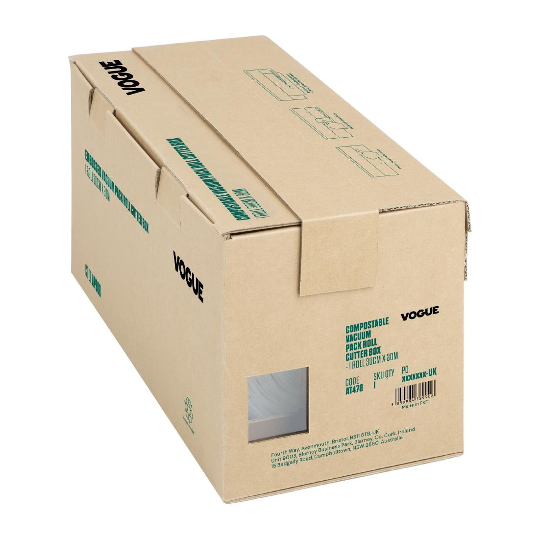 Vogue Compostable Vacuum Pack Roll Cutter Box 30cm x 30m