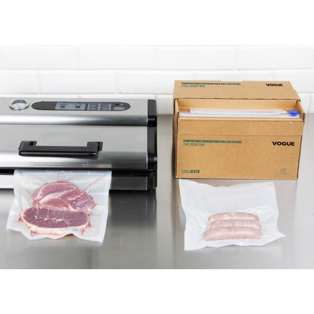 Vogue Compostable Vacuum Pack Roll Cutter Box 30cm x 30m