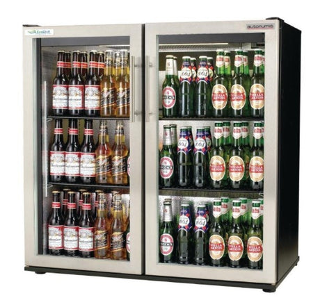 Autonumis RVC00003 EcoChill Hinged Double Door Stainless Steel Bottle Cooler  156 x 330ml Bottles / 288 x 330ml Cans