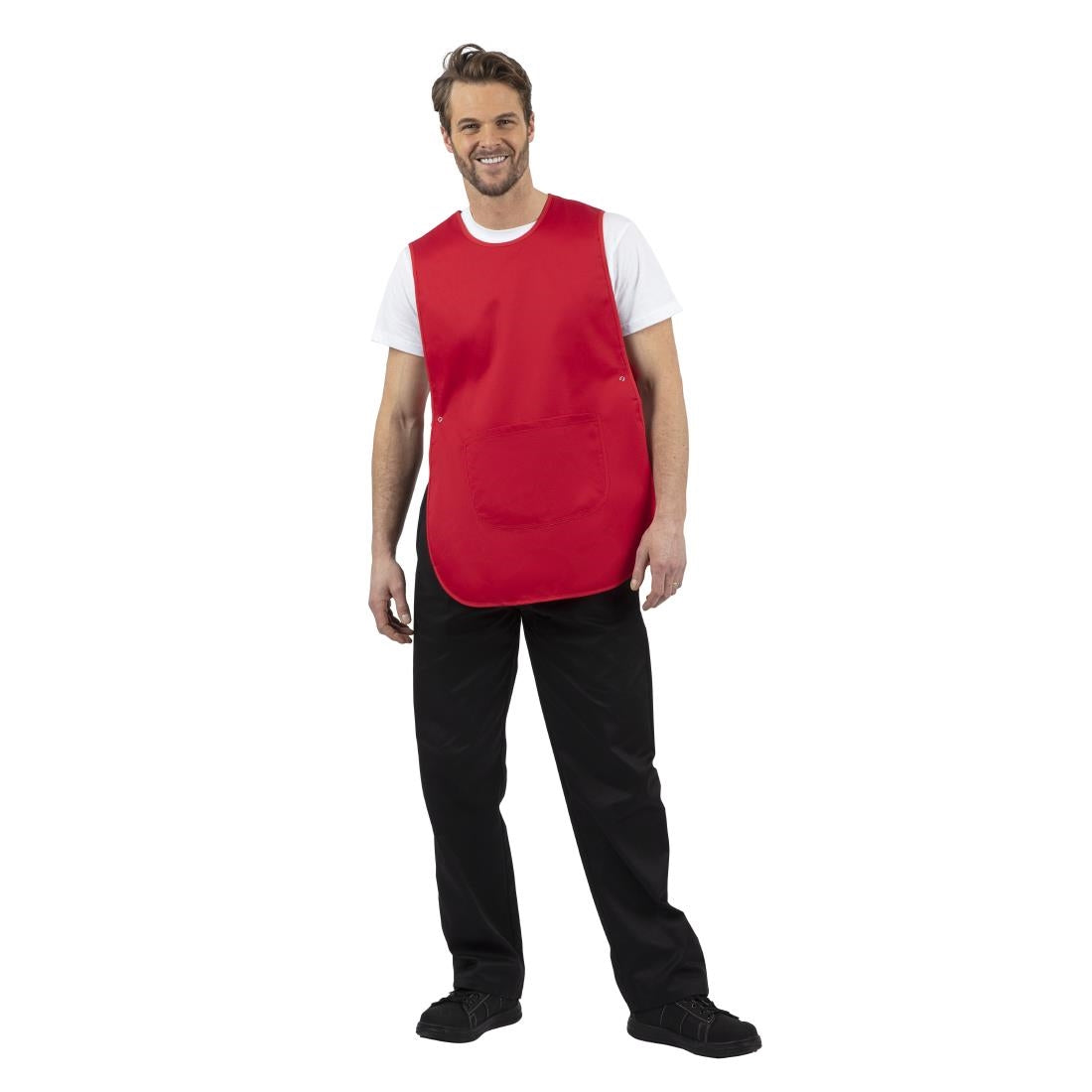 Whites Tabard With Pocket Red