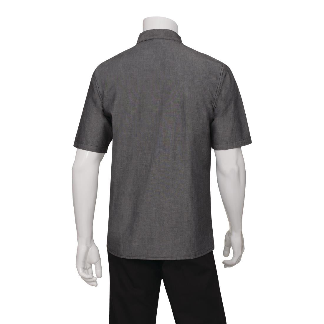Chef Works Unisex Detroit Denim Short Sleeve Shirt Black M