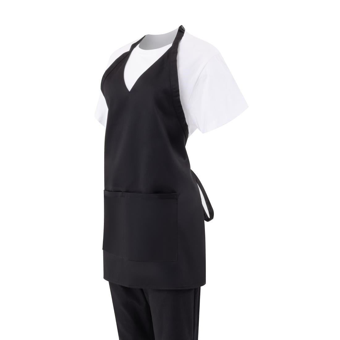 Whites V Neck Service Bib Apron Black