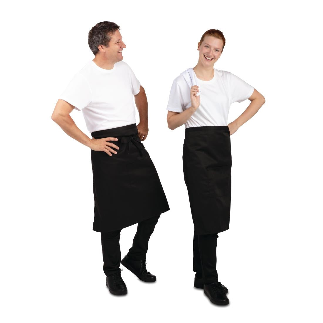 Regular Bistro Apron Black With Pocket