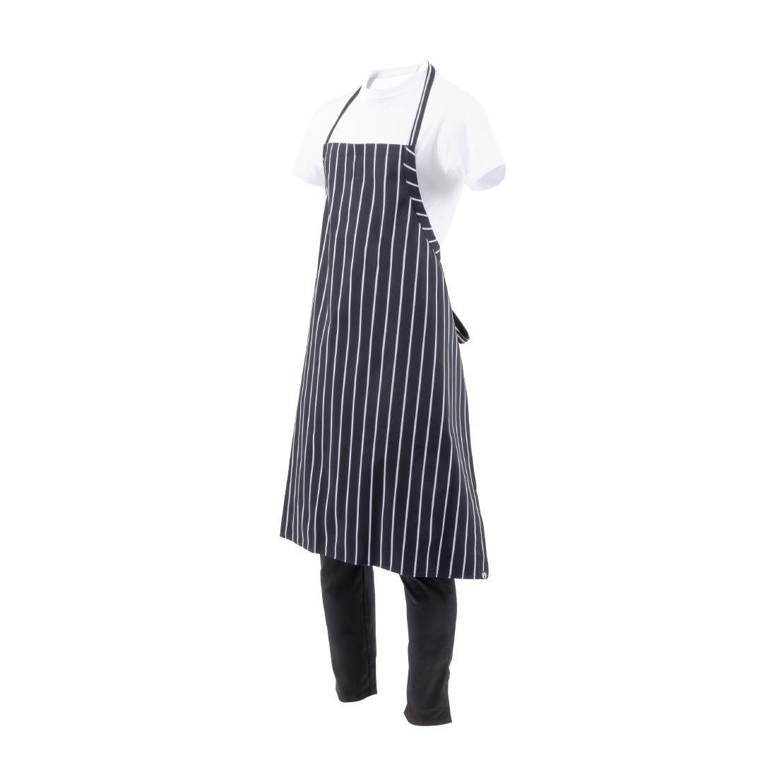 Chef Works Premium Butchers Stripe Bib Apron Black/White