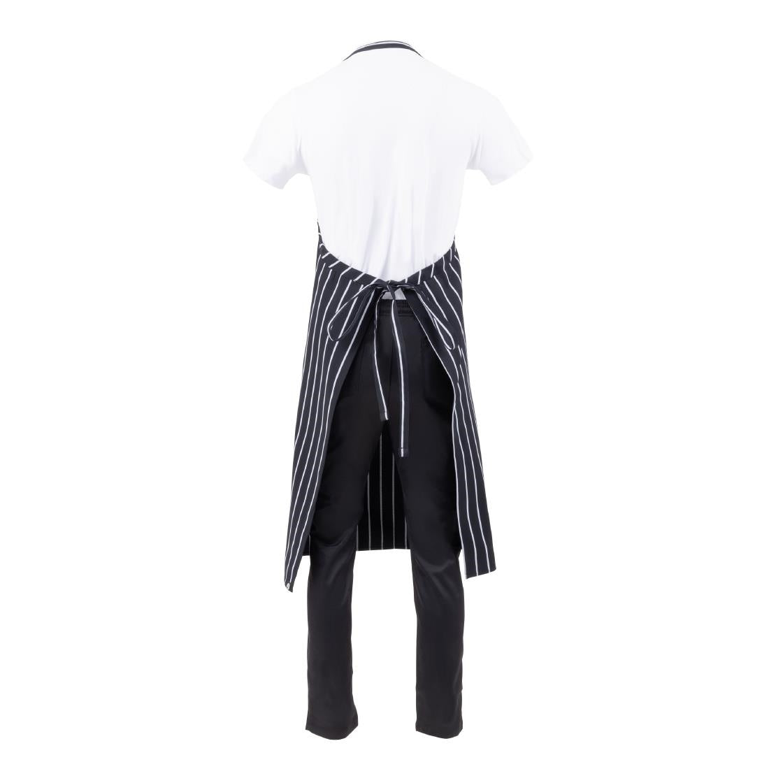 Chef Works Premium Butchers Stripe Bib Apron Black/White