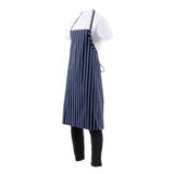 Chef Works Premium Butchers Stripe Bib Apron Blue/White