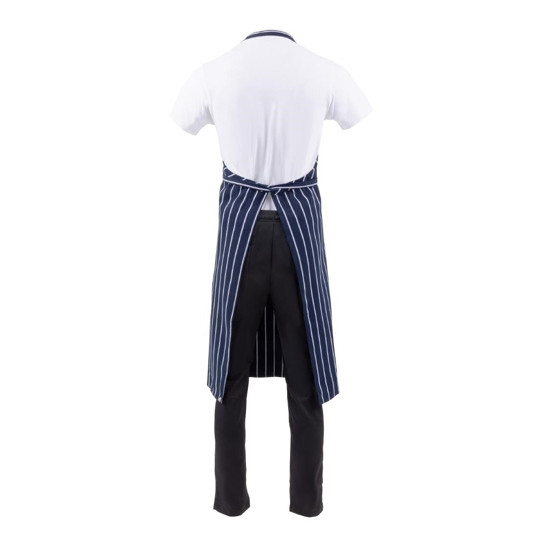Chef Works Premium Butchers Stripe Bib Apron Blue/White