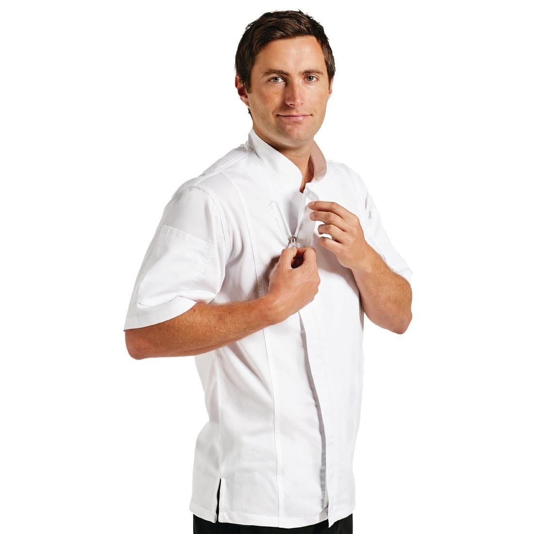 Chef Works Springfield Zipper Mens Chefs Jacket White 2XL