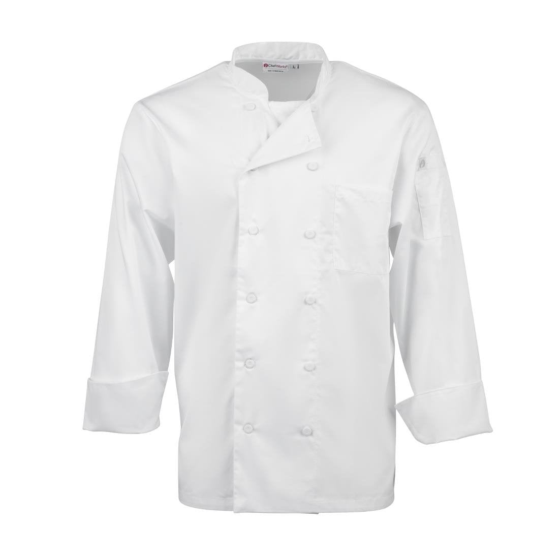 Chef Works Calgary Long Sleeve Cool Vent Unisex Chefs Jacket White M