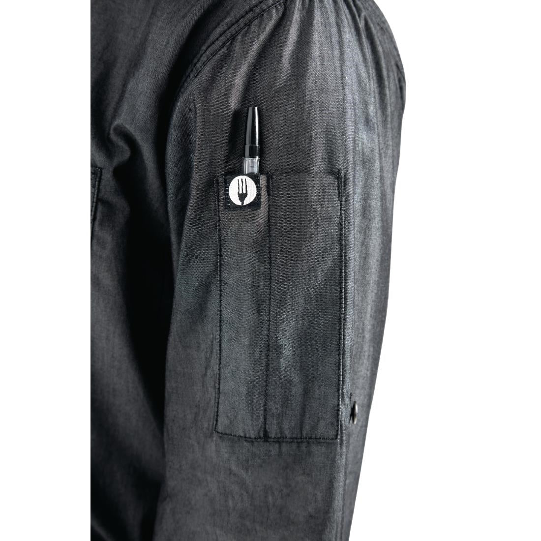Chef Works Urban Detroit Long Sleeve Denim Shirt Black M