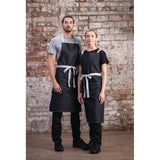 Southside X-Cross Back Bib Apron Denim Black with Grey Ties